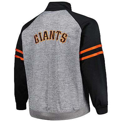 Men's Black/Heather Gray San Francisco Giants Big & Tall Raglan Full-Zip Track Jacket