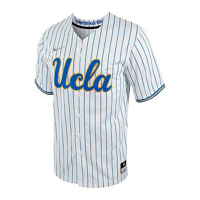 Men's Nike White/Blue UCLA Bruins Pinstripe Replica Full-Button Baseball Jersey