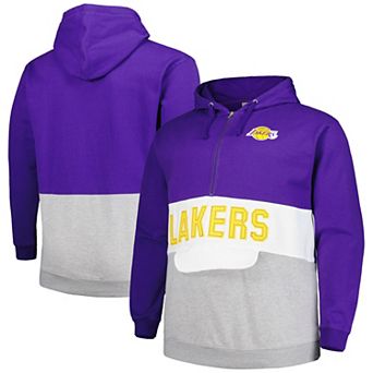 Men's Fanatics Branded Purple Los Angeles Lakers Big & Tall Anorak Half-Zip Hoodie