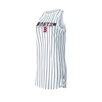 Women's Concepts Sport White Boston Red Sox Reel Pinstripe Knit Sleeveless Nightshirt