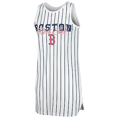 Women's Concepts Sport White Boston Red Sox Reel Pinstripe Knit Sleeveless Nightshirt