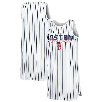 Women's Concepts Sport White Boston Red Sox Reel Pinstripe Knit Sleeveless Nightshirt