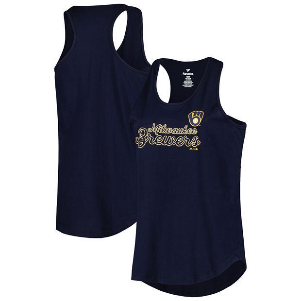 Women s Navy Milwaukee Brewers Plus Size Scoop Neck Racerback Tank Top