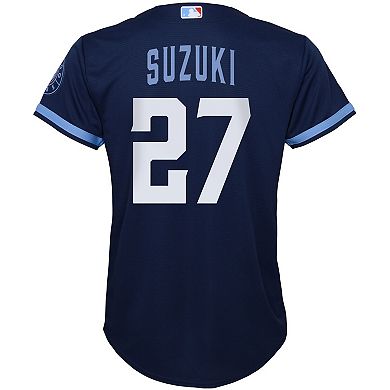 Preschool Nike Seiya Suzuki Navy Chicago Cubs City Connect Script Replica Player Jersey