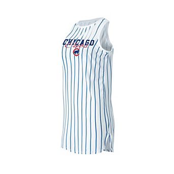 Women's Concepts Sport White Chicago Cubs Reel Pinstripe Knit Sleeveless Nightshirt