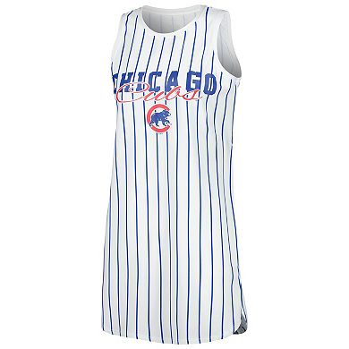 Women's Concepts Sport White Chicago Cubs Reel Pinstripe Knit Sleeveless Nightshirt