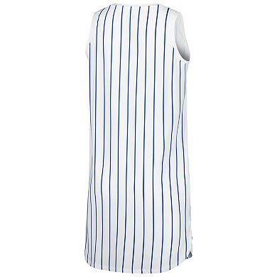 Women's Concepts Sport White Chicago Cubs Reel Pinstripe Knit Sleeveless Nightshirt