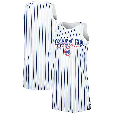 Women's Concepts Sport White Chicago Cubs Reel Pinstripe Knit Sleeveless Nightshirt