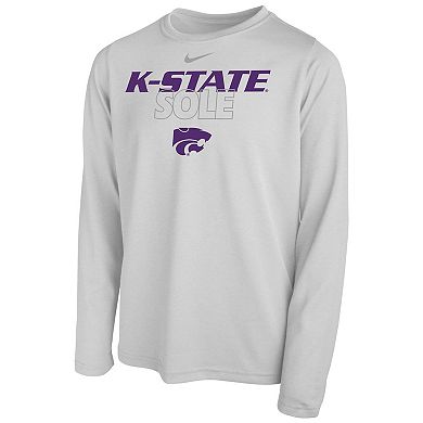 Youth Nike White Kansas State Wildcats 2023 On Court Sole Bench T-Shirt