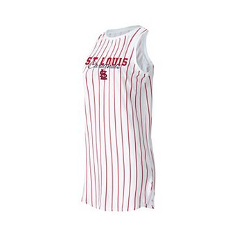 Women's Concepts Sport White St. Louis Cardinals Reel Pinstripe Knit Sleeveless Nightshirt
