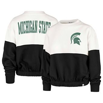 Women's '47 White Michigan State Spartans Take Two Bonita Pullover Sweatshirt