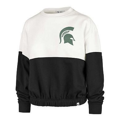 Women's '47 White/Black Michigan State Spartans Take Two Bonita Pullover Sweatshirt
