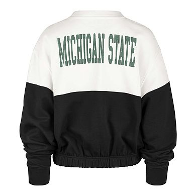 Women's '47 White/Black Michigan State Spartans Take Two Bonita Pullover Sweatshirt