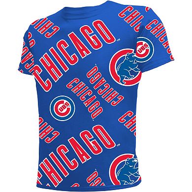 Youth Stitches Royal Chicago Cubs Allover Team T-Shirt