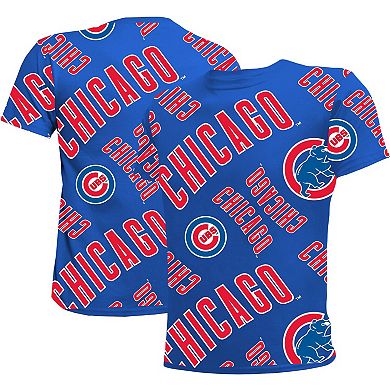 Youth Stitches Royal Chicago Cubs Allover Team T-Shirt