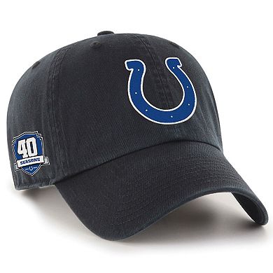 Men's '47 Black Indianapolis Colts 40th Anniversary Side Patch Clean Up Adjustable Hat