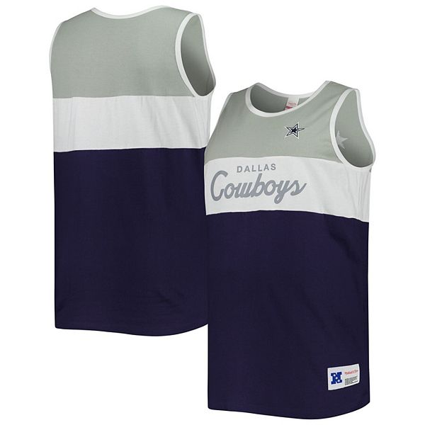 Men's Mitchell & Ness Gray/Navy Dallas Cowboys Split Body Tank Top