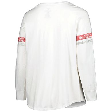 Women's White Oklahoma Sooners Contrast Stripe Scoop Neck Long Sleeve T-Shirt