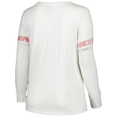 Women's White Alabama Crimson Tide Contrast Stripe Scoop Neck Long Sleeve T-Shirt