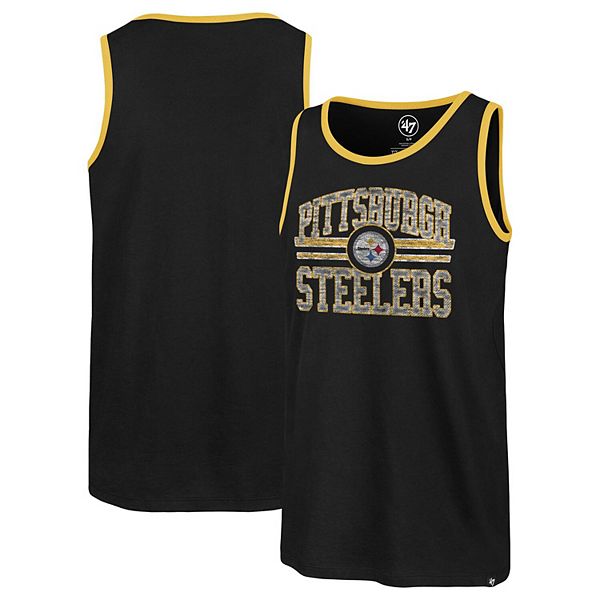 Men's '47 Black Pittsburgh Steelers Winger Franklin Tank Top