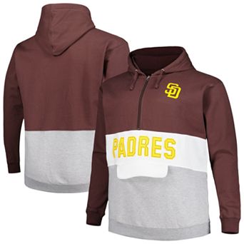 Men's Brown/White San Diego Padres Big & Tall Fleece Half-Zip Hoodie