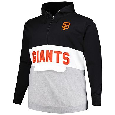 Men's Black/White San Francisco Giants Big & Tall Fleece Half-Zip Hoodie