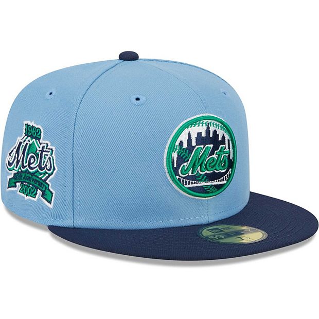 Men's New Era Light blue/navy York Mets Green Undervisor 59FIFTY Fitted Hat