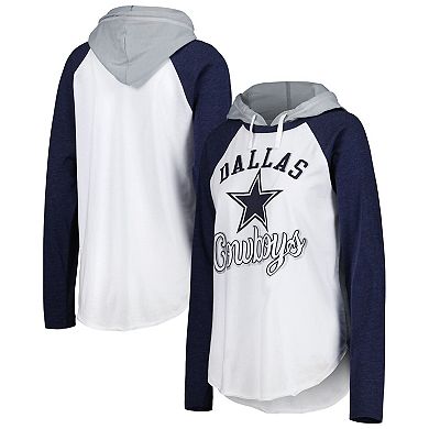 Women's G-III 4Her by Carl Banks White Dallas Cowboys MVP Raglan Hoodie Long Sleeve T-Shirt