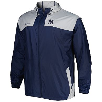 Men's Columbia Navy New York Yankees Flash Forward Challenger Omni-Shade Full-Zip Windbreaker