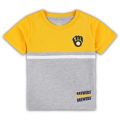 Toddler Navy/Gold Milwaukee Brewers Batters Box T-Shirt & Pants Set