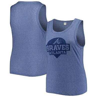 Women's Soft as a Grape Navy Atlanta Braves Plus Size High Neck Tri-Blend Tank Top