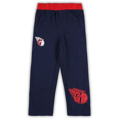 Toddler Navy/Red Cleveland Guardians Batters Box T-Shirt & Pants Set