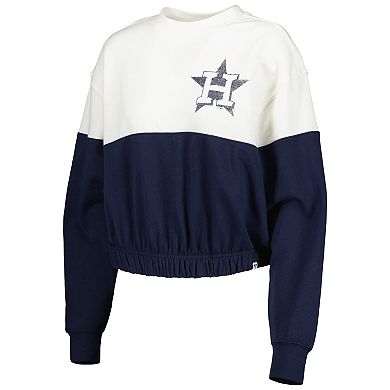 Women's '47 White/Navy Houston Astros Take Two Bonita Pullover Sweatshirt