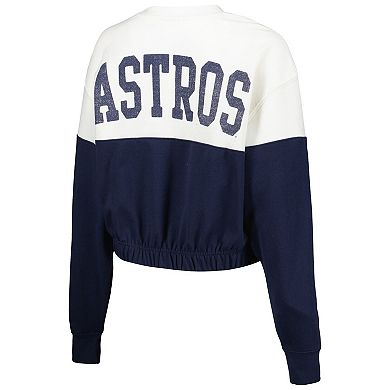 Women's '47 White/Navy Houston Astros Take Two Bonita Pullover Sweatshirt