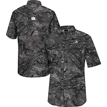 Men's Colosseum Charcoal Army Black Knights Realtree Aspect Charter Full-Button Fishing Shirt
