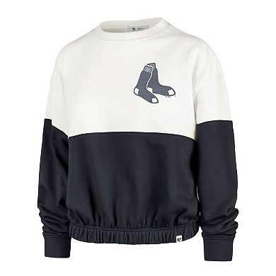 Women's '47 White/Navy Boston Red Sox Take Two Bonita Pullover Sweatshirt