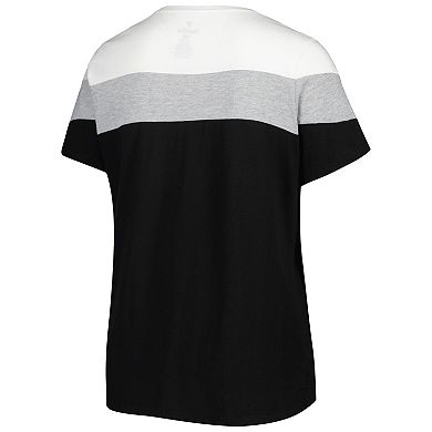 Women's White/Black Miami Marlins Plus Size Colorblock T-Shirt