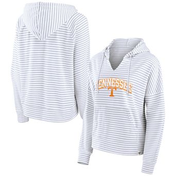 Women's Fanatics Branded White Tennessee Volunteers Striped Notch Neck Pullover Hoodie
