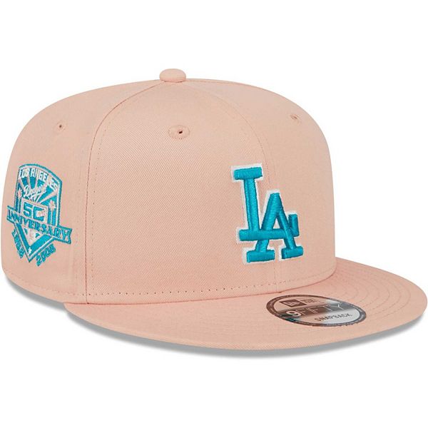 Men's New Era Pink Los Angeles Dodgers Sky Aqua Undervisor 9FIFTY ...