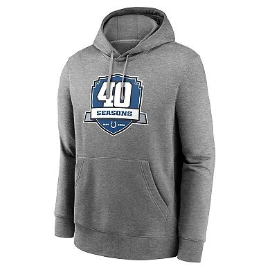 Men's Nike Heather Gray Indianapolis Colts 40th Anniversary Club Pullover Hoodie