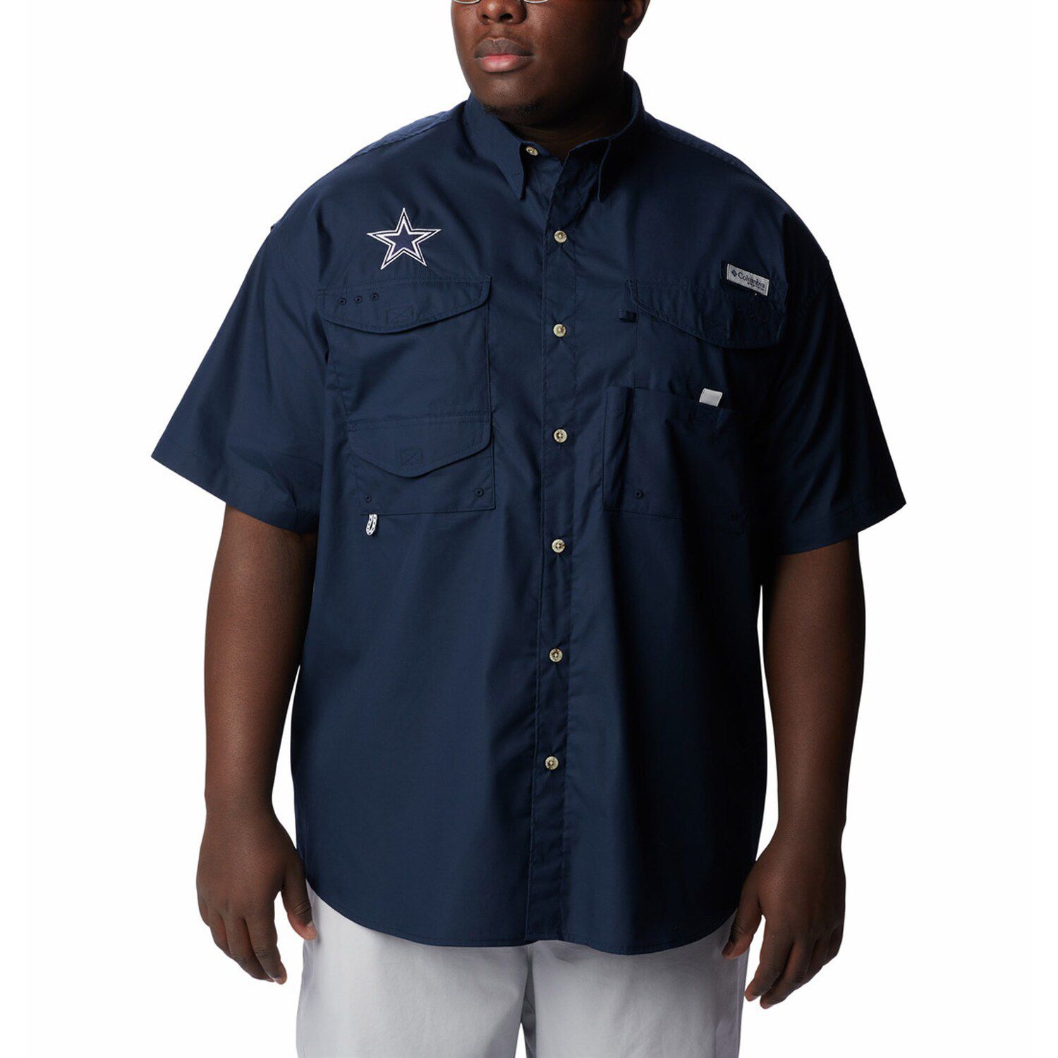 Men's Columbia Navy Dallas Cowboys Super Slack Tide Button-Down Shirt