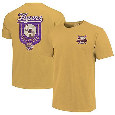 Men's Gold LSU Tigers Baseball Shield T-Shirt