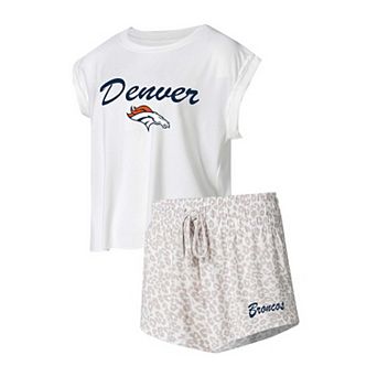 Women's Concepts Sport White/Cream Denver Broncos Montana Knit T-Shirt & Shorts Sleep Set