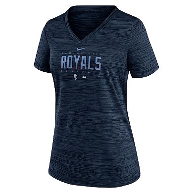 Women's Nike  Navy Kansas City Royals City Connect Velocity Practice Performance V-Neck T-Shirt