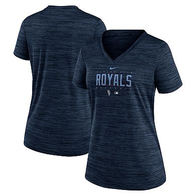 Women's Nike  Navy Kansas City Royals City Connect Velocity Practice Performance V-Neck T-Shirt