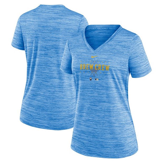 Women's Nike Powder Blue Milwaukee Brewers City Connect Velocity Practice  Performance V-Neck T-Shirt
