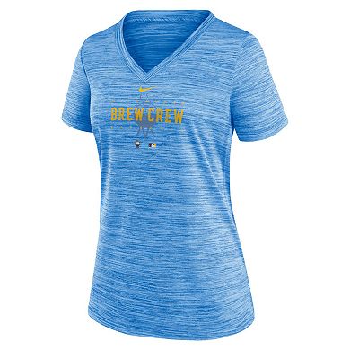 Women's Nike  Powder Blue Milwaukee Brewers City Connect Velocity Practice Performance V-Neck T-Shirt