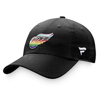 Men's Fanatics Branded Black Detroit Red Wings Team Logo Pride Adjustable Hat