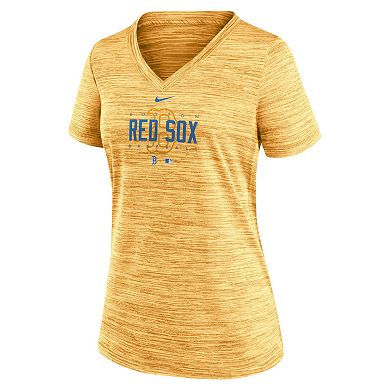 Women's Nike Gold Boston Red Sox City Connect Velocity Practice Performance V-Neck T-Shirt