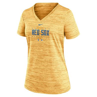 Women's Nike  Gold Boston Red Sox City Connect Velocity Practice Performance V-Neck T-Shirt